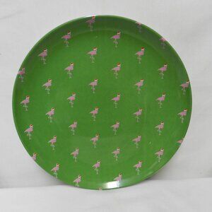 Boston Warehouse Pink Flamingo w/Santa Hats Christmas Tray Platter serving 13.5"